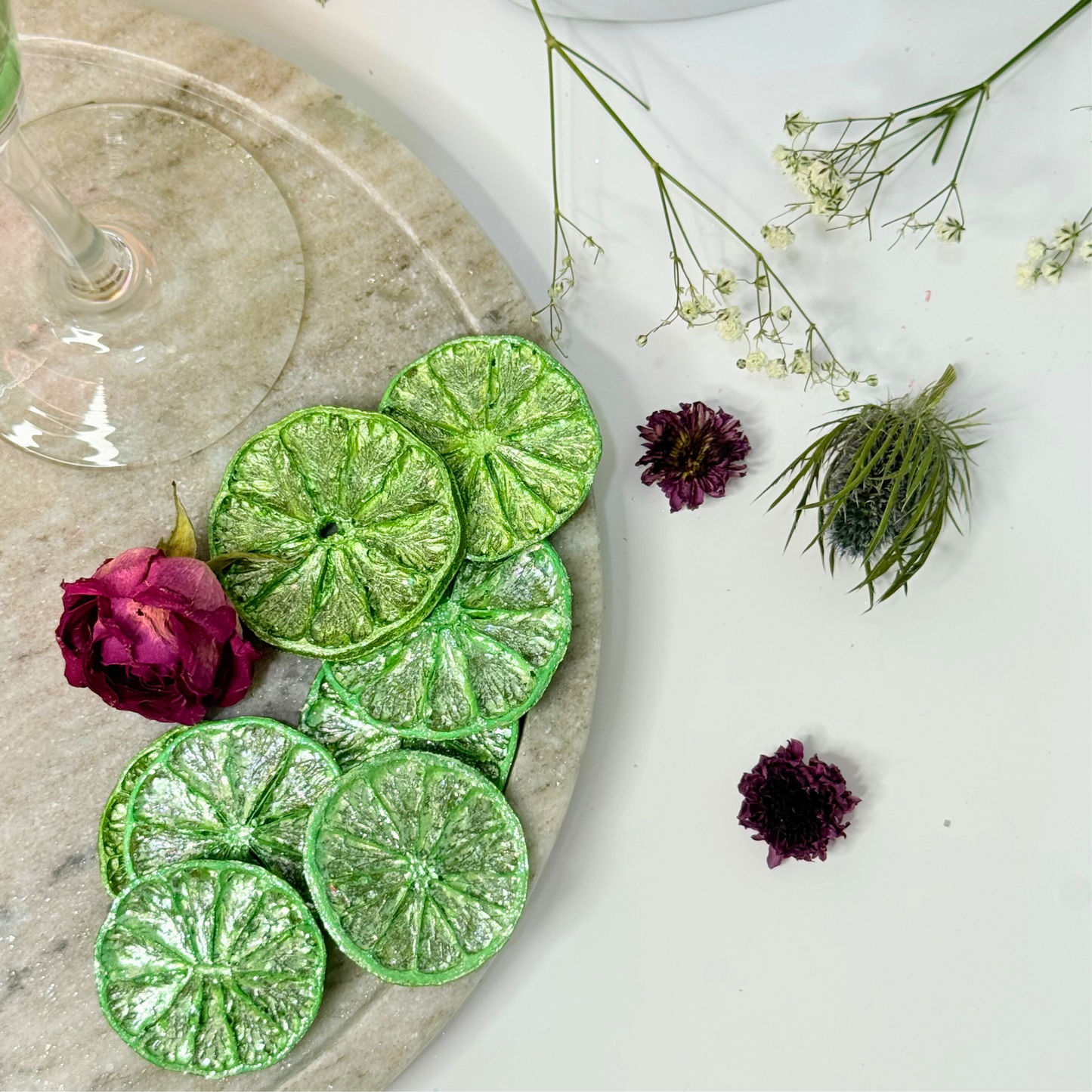 Sparkle Green Luster Dust Dried Decorative Lime Garnish