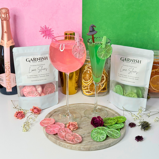 Wicked Inspired Pink and Green Luster Dust Dried Lime Garnish Set 2 Pack