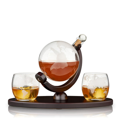 Globe Decanter and Whiskey Tumbler Set