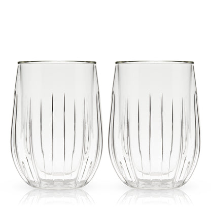 Double-Walled Stemless Wine Glasses Set of 2