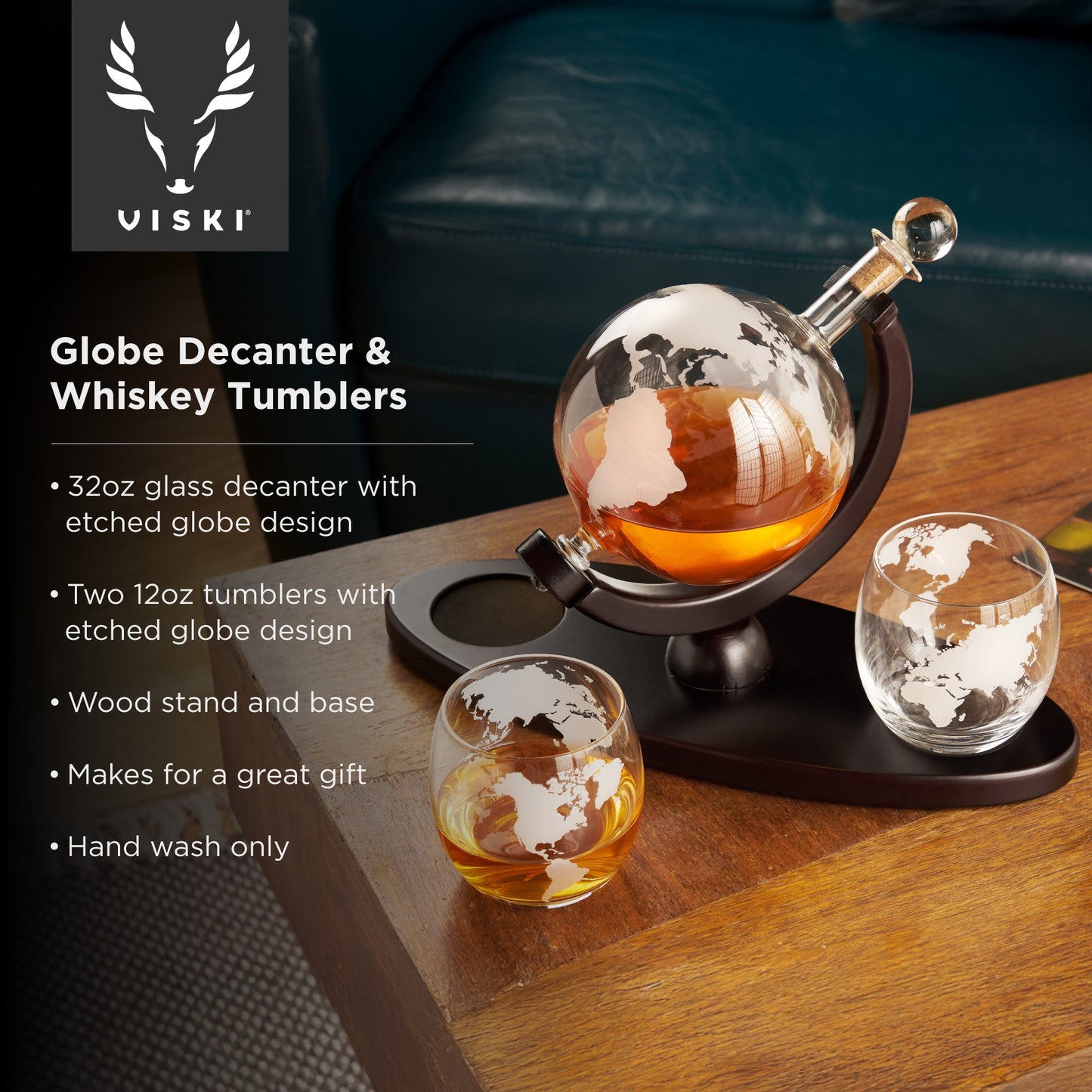 Globe Decanter and Whiskey Tumbler Set